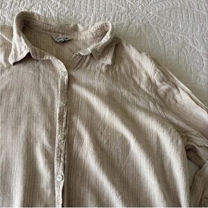 Beige Pinstripe Button Up Shirt